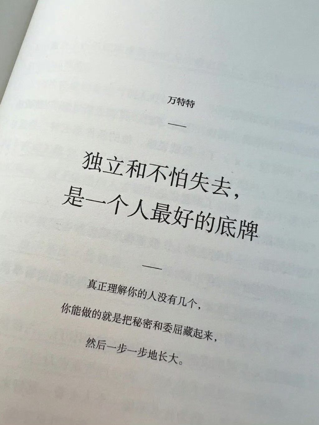 一个人最好的底牌：独立和不怕失去。 