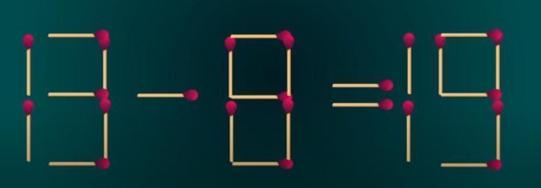 图中用火柴棒搭建的算式 “13 - 8 = 19”，一眼就能看出不成立！现在，有