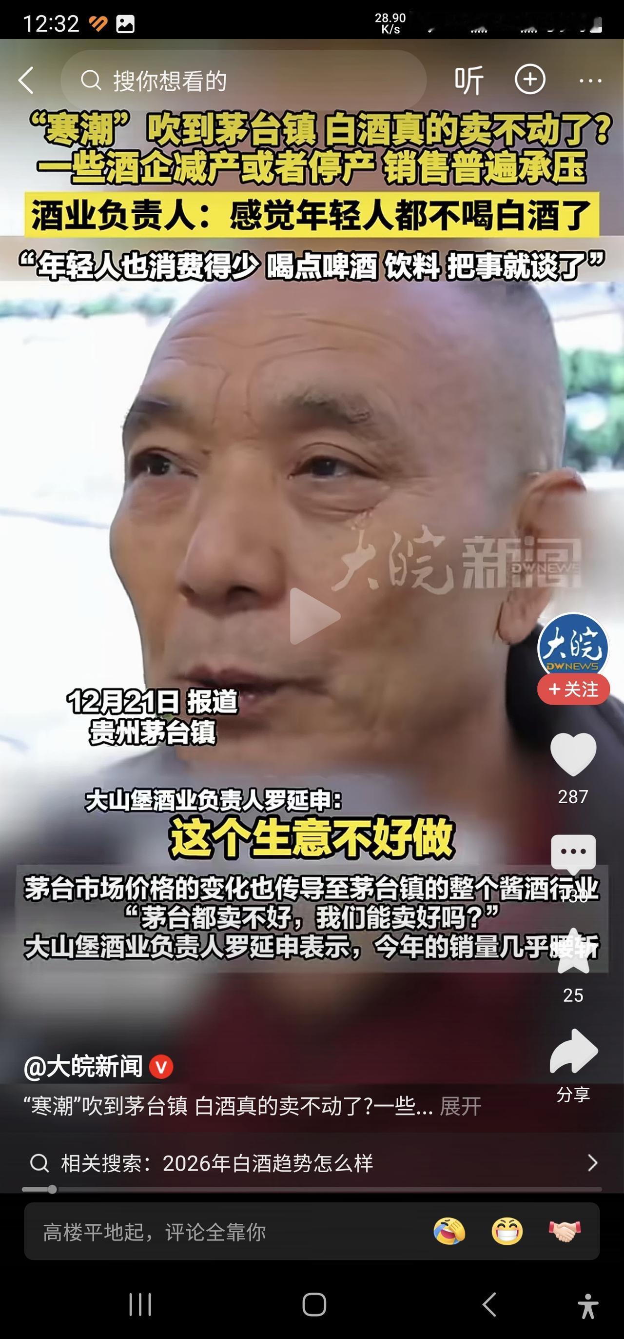 从我的角度观察，确实很多年轻人不喝传统白酒或者喝的很少。
原来就有人说过，白酒不