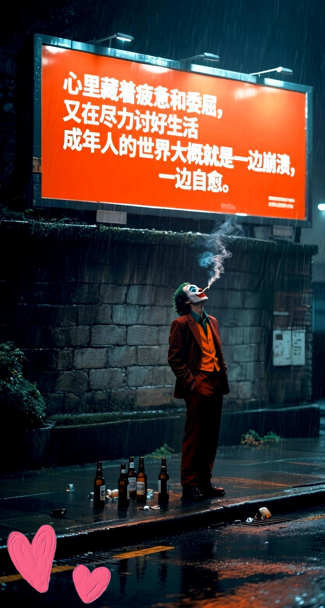 心里藏着疲惫和委屈，又在尽力讨好生活，成年人的世界大概就是一边崩溃，一边自愈