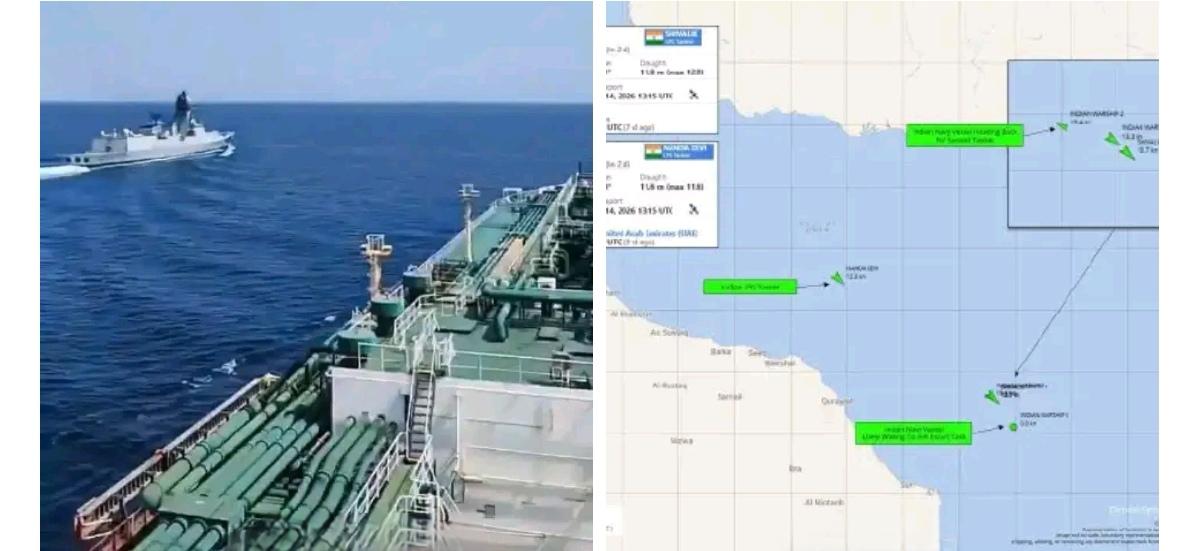 据报道3月14日，印度海军舰艇为从霍尔木兹海峡驶出的印度液化石油气运输船提供护航