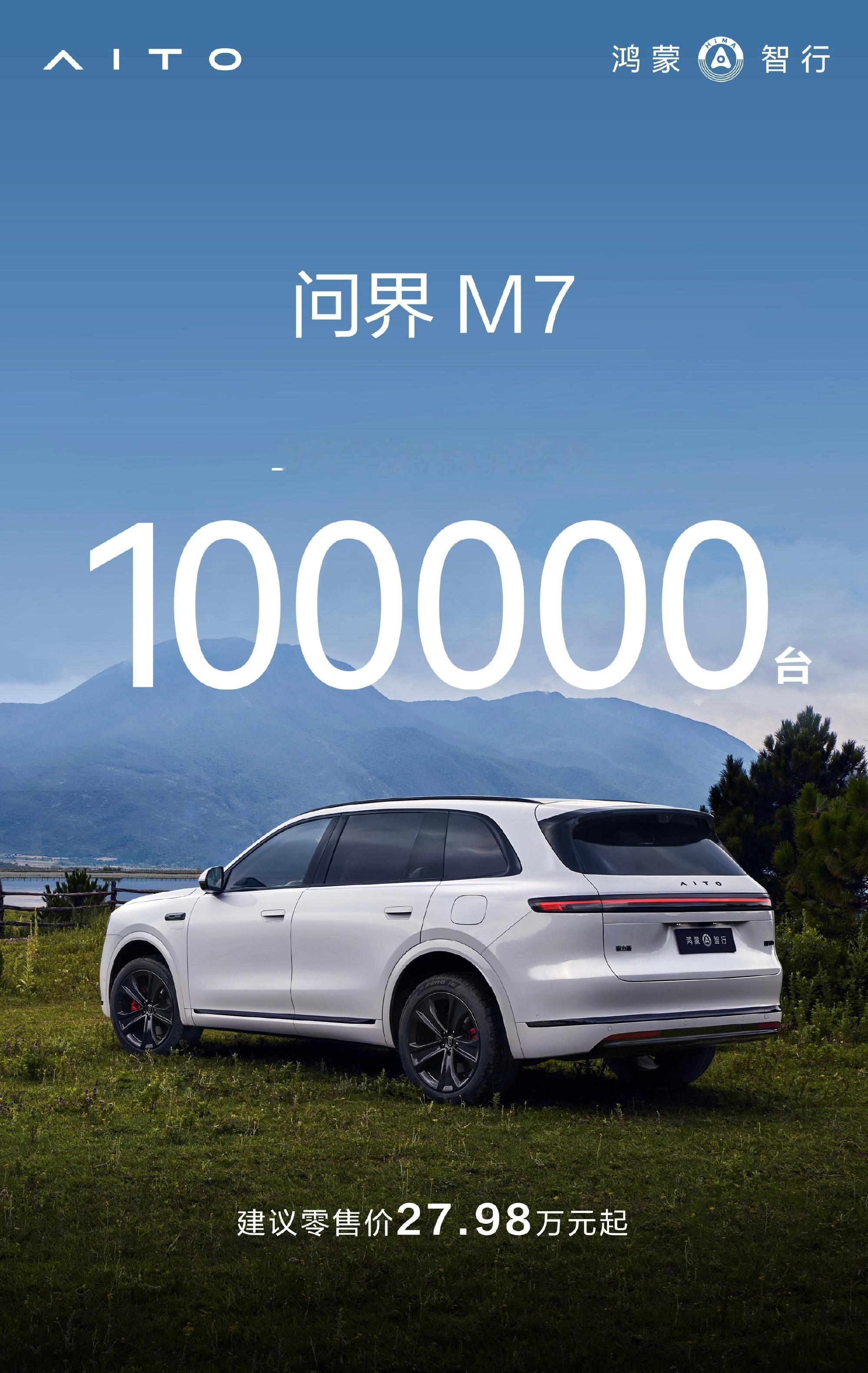 全新问界M7上市72天，大定已经突破了10万。作为一款起售价28万元的高端车型，