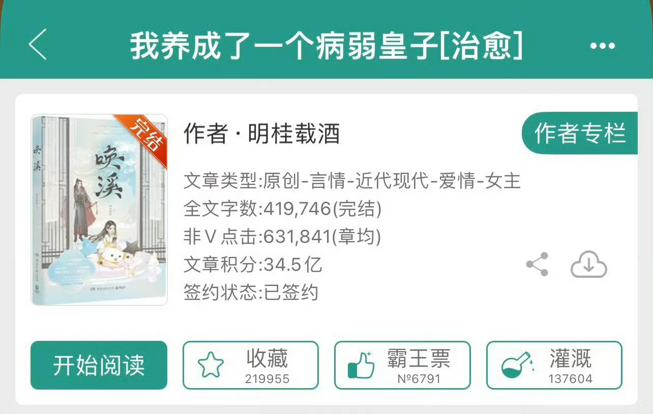 小说推荐：《我养成了一个病弱皇子》 作者:明桂载酒简评：明朗善良氪金大佬vs温柔