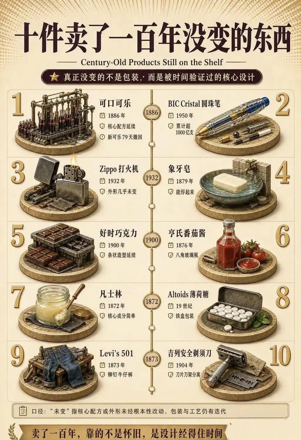 十样卖了一百年没有变的东西。