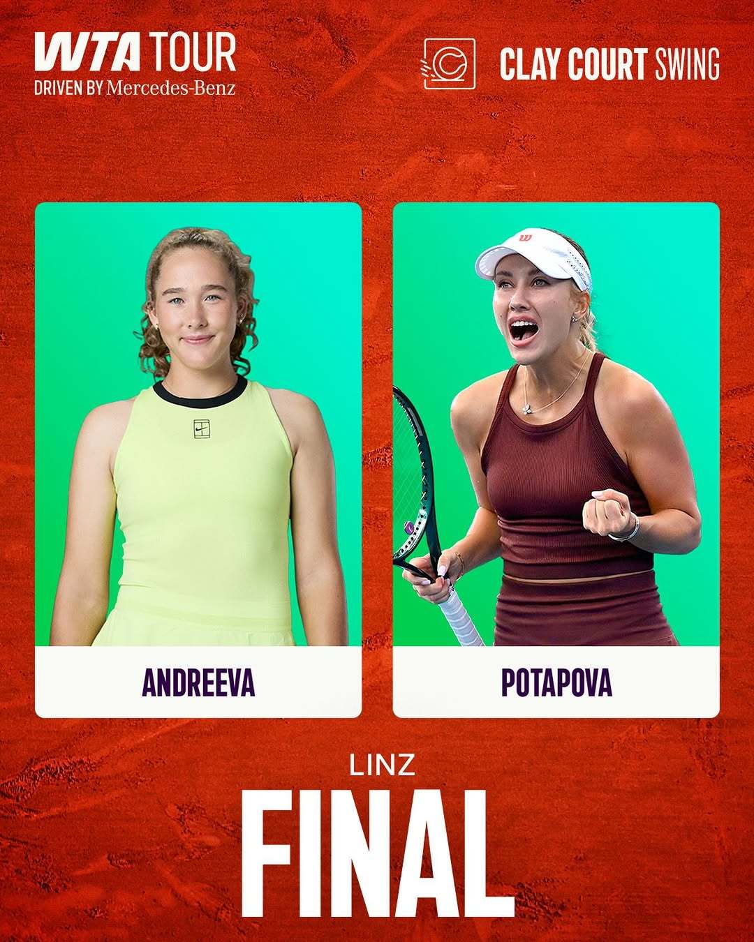 WTA500林茨站决赛对阵出炉米拉·安德列娃 🆚 波塔波娃⏰比赛时间：北京时间