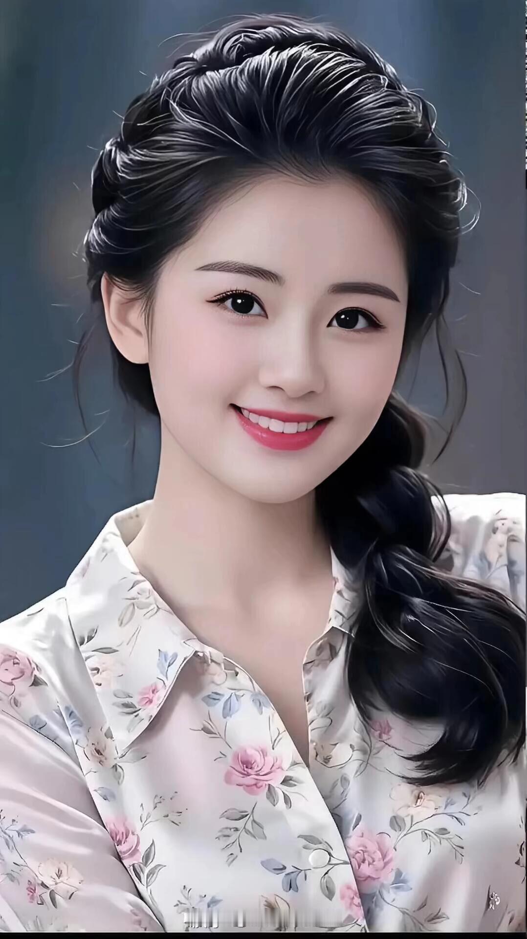 温柔甜美的少女，微笑如花绽放！🌸😊