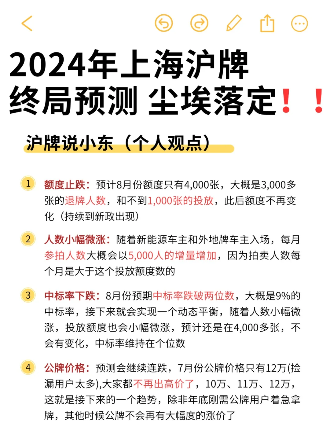 2024年上海沪牌🔥下半年尘埃落地