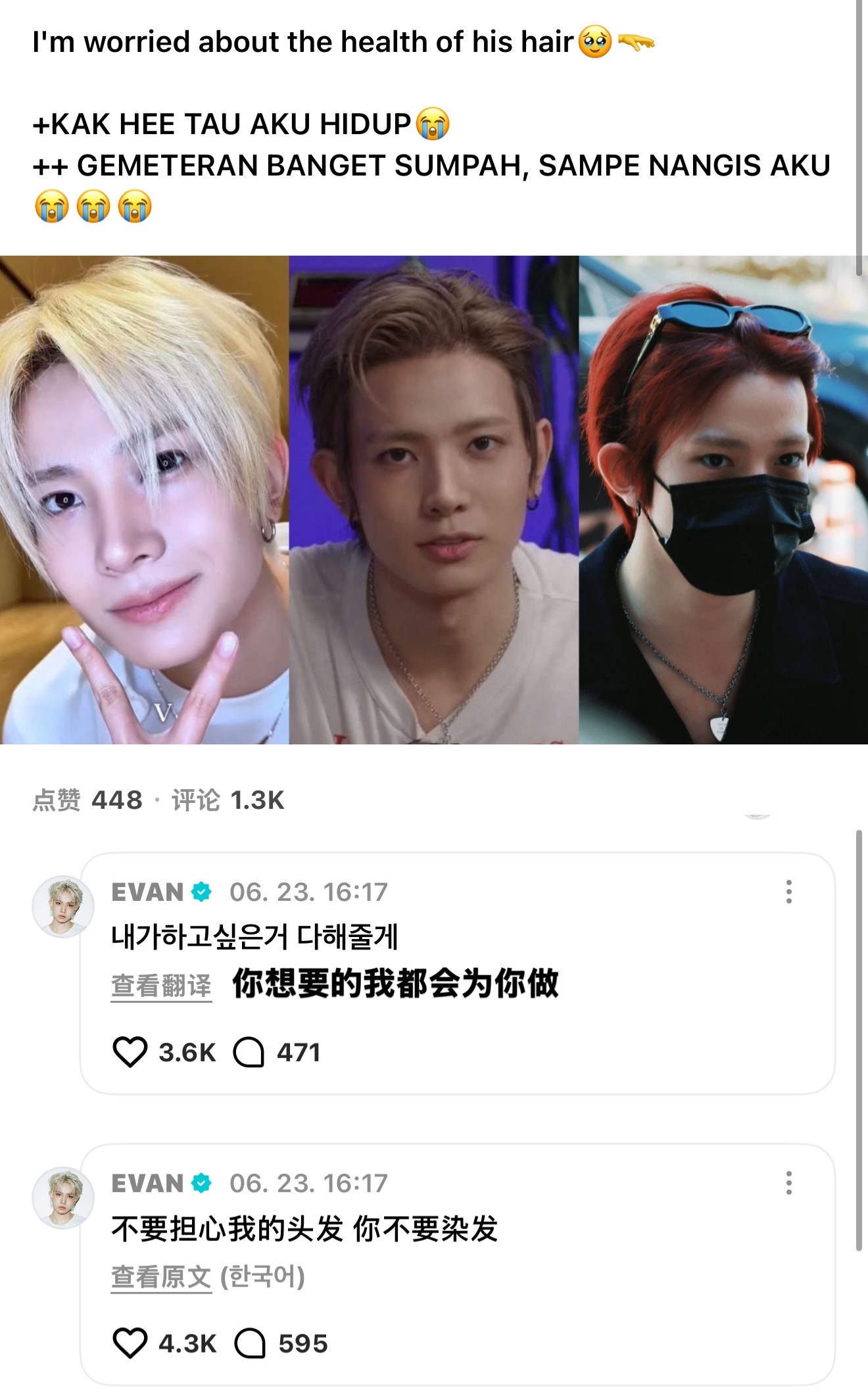 🐹：不要担心我的头发 但是你不要染发🐹：你想要的我都可以为你做 