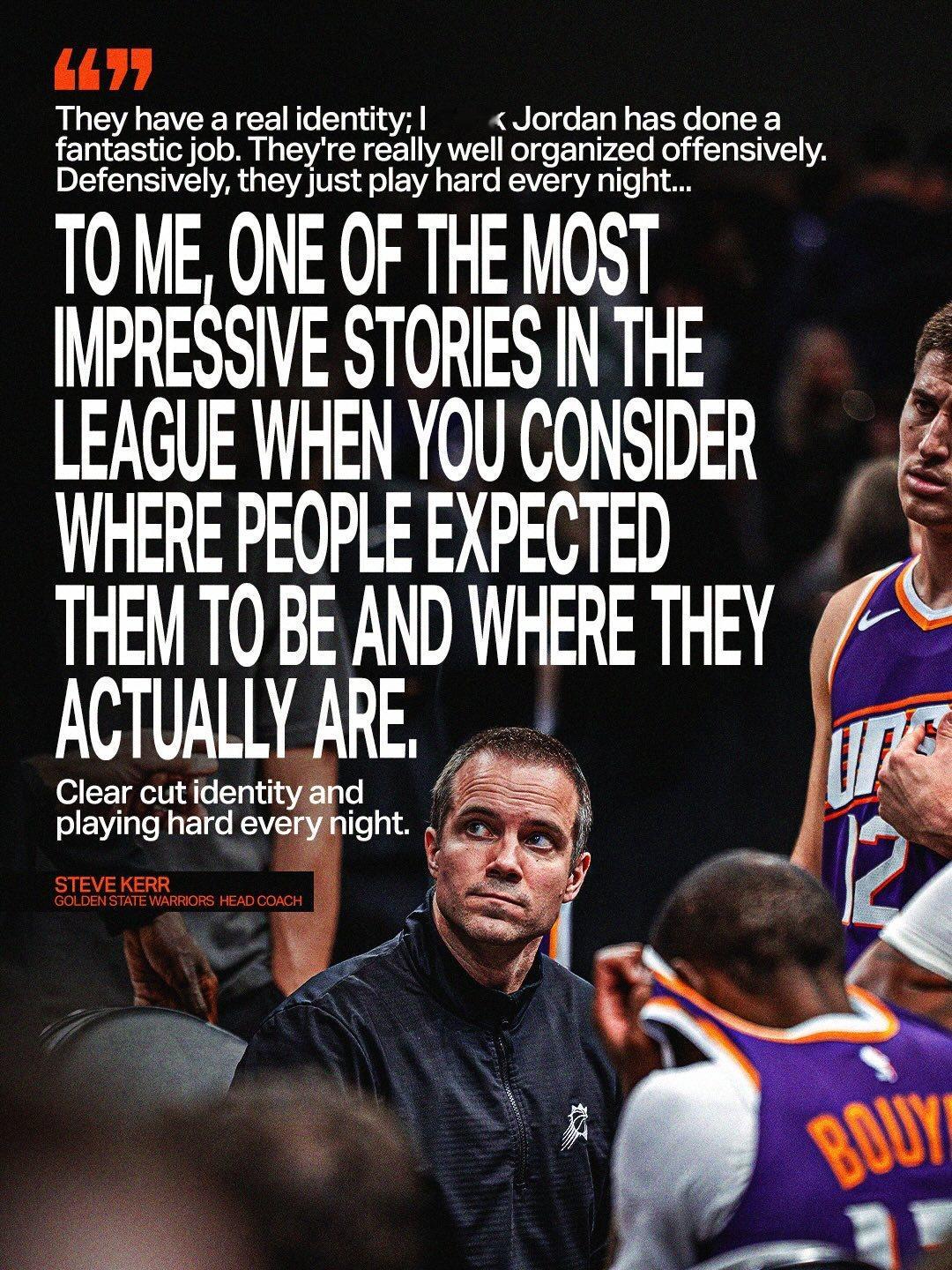 从赛季初的被低估，到得到全联盟认可。科尔教练也给奥特治下的太阳队给出了极高评价：