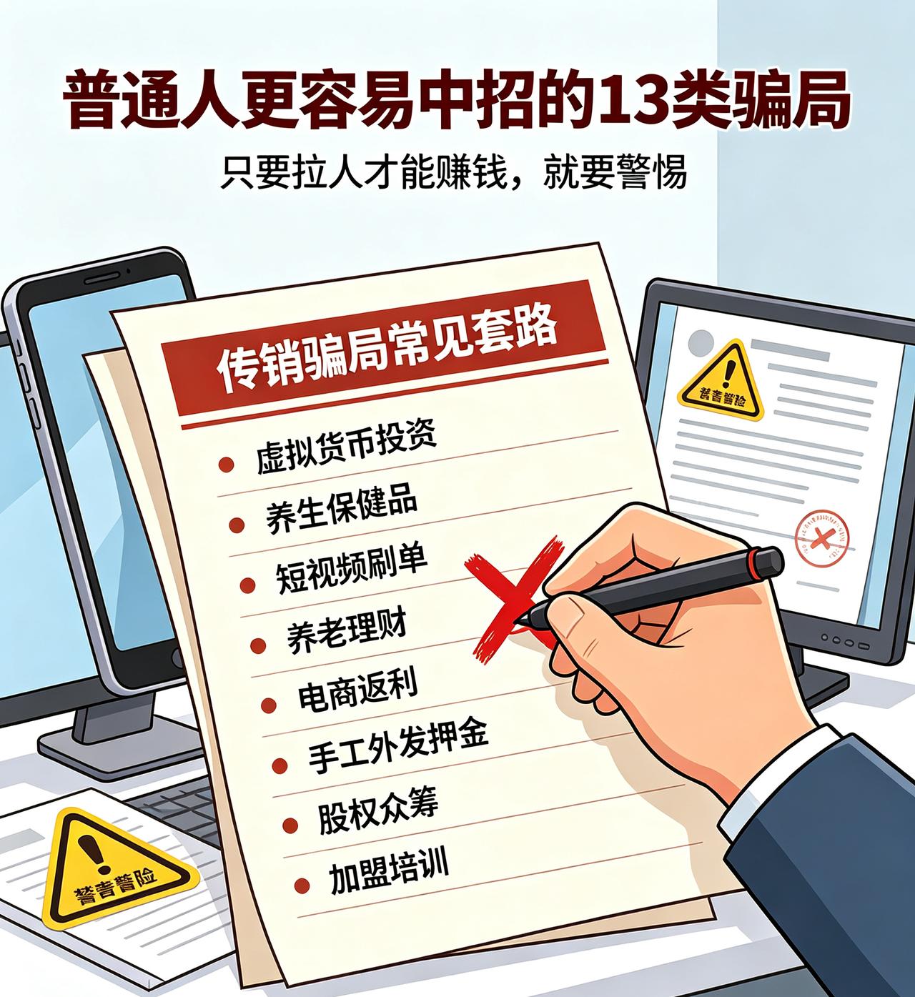 小 心！
13类传销骗局随处可见，
不少普通人已经中招！！
 
现在传销换了各种