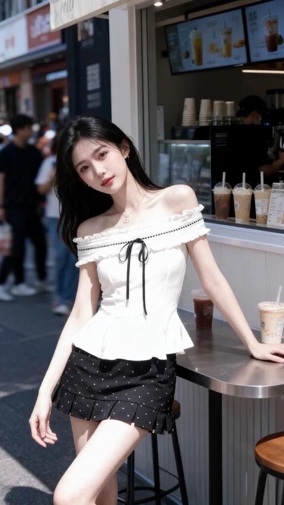 超a夏日穿搭 初恋裙 夏日甜品穿搭 露肩裙造型 白色连衣裙