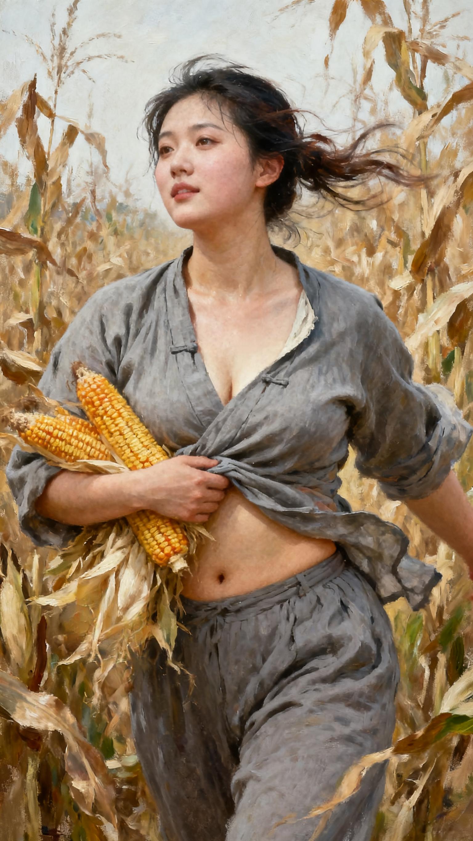 田野 油画艺术 玉米地