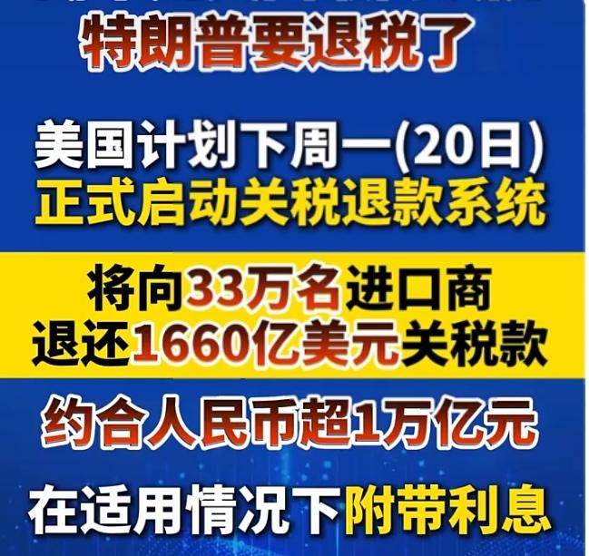 【美国加征关税被最高法院裁定为非法，将向进口商退还超1660亿美元关税，但7月关