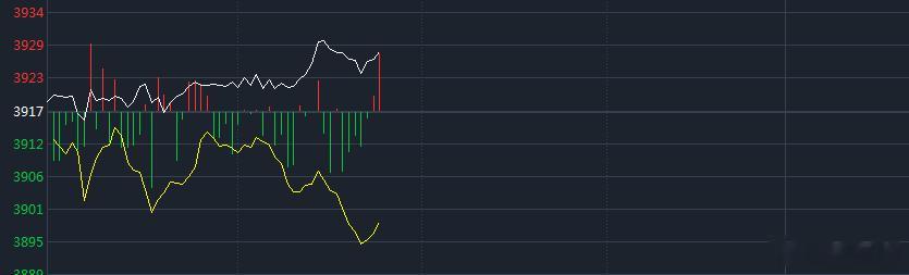 银行、券商、保险拉升，今天的盘面偏向权重指数，个股4000+待涨，分时黄白分家，