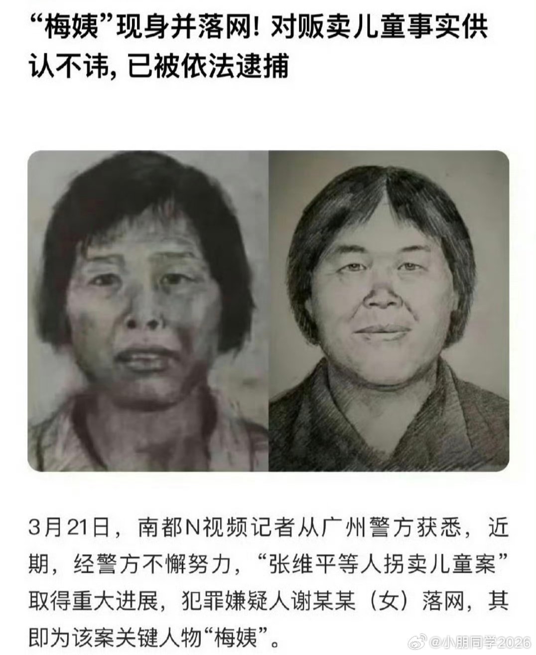 大快人心，梅姨被逮捕。 