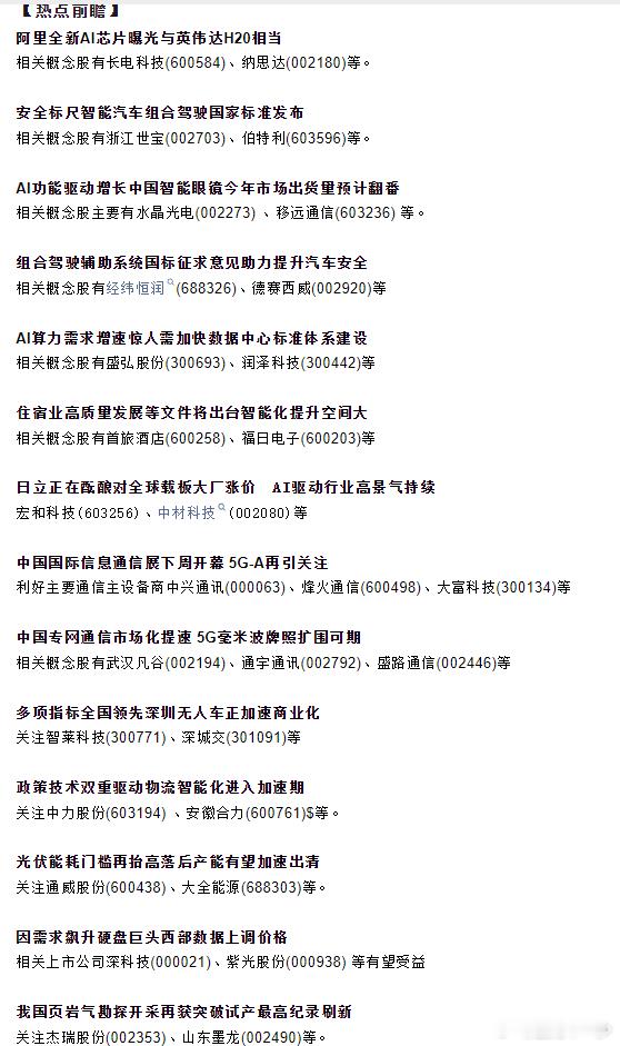 0919早盘热点信息前瞻 ​​​