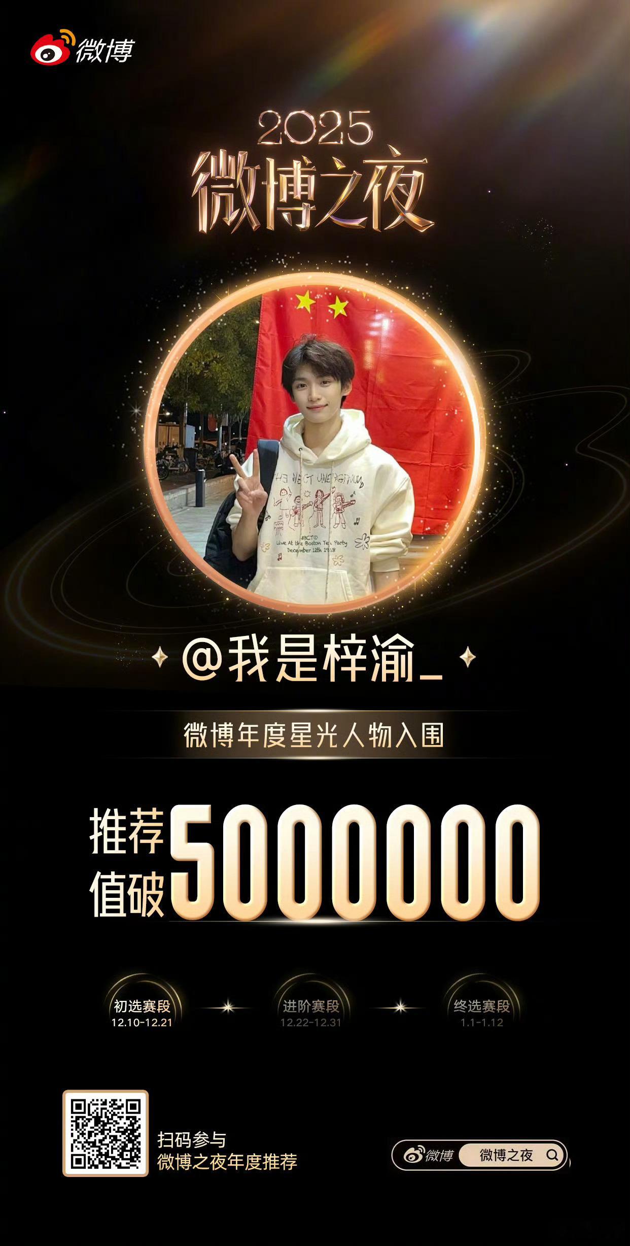 梓渝星光人物初选赛推荐值破500万破500万了，还坐稳TOP1！ 演唱会、音乐、
