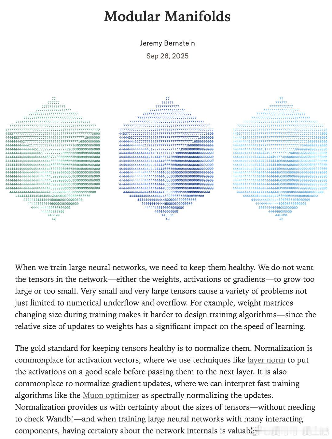 《Modular Manifolds》神经网络权重正则化的下一步：将权重矩阵限制