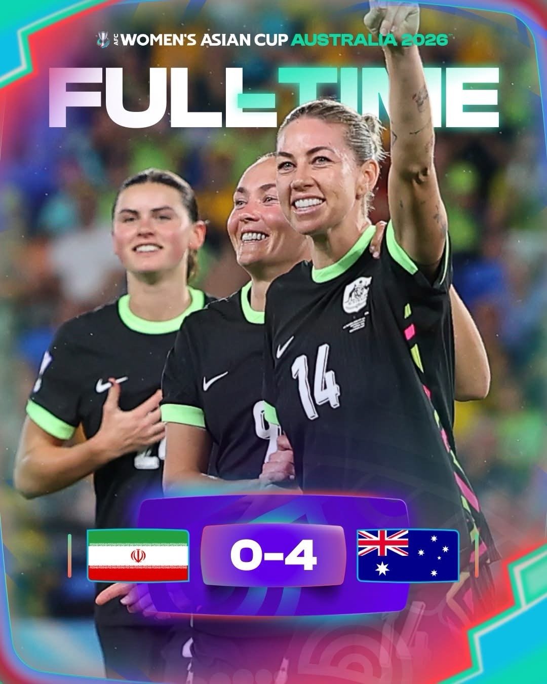 下午結束嘅A組第二輪兩場角逐，主辦國澳大利亞以4蛋贈予魚腩伊朗，後者將會同菲律賓