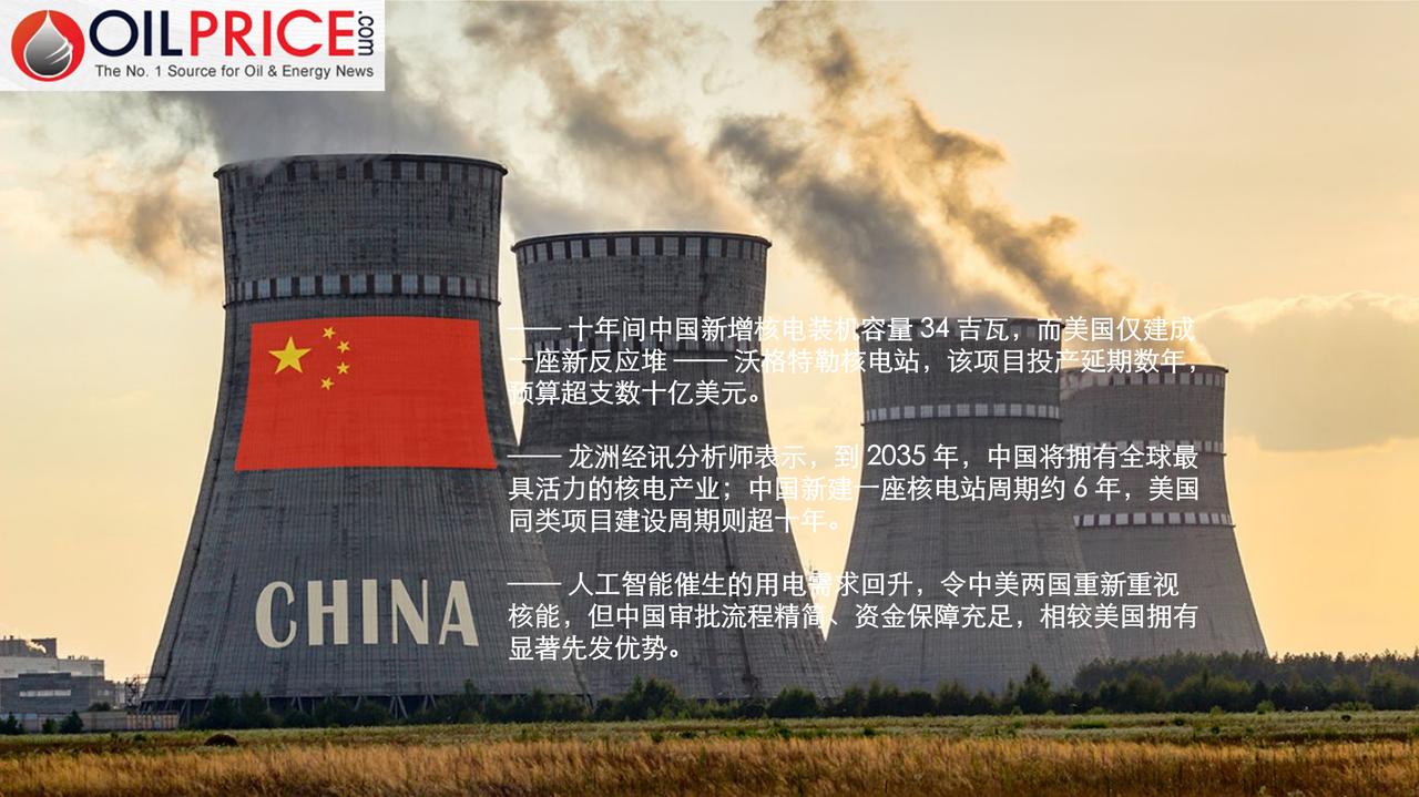 人工智能热潮或将加速中国核能全球领先地位的确立

美国目前仍是全球核能发电量第一