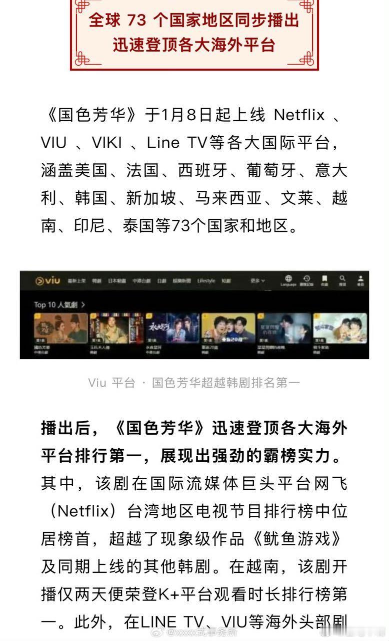 杨紫李现月下挖婚酒花絮 《国色芳华》海外版霸榜！自开播以来已经上线73个国家和地