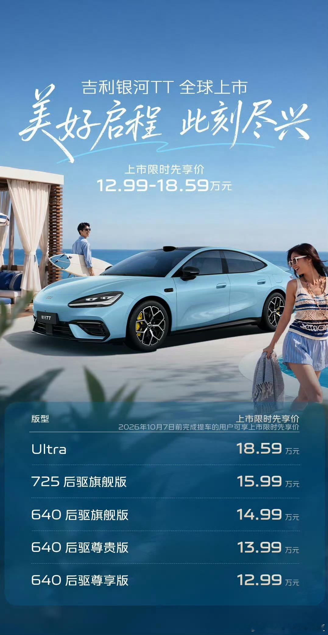 吉利银河TT上市价12.99万起这定价真的有点惊喜，不到13万就能拿下一台大轿跑