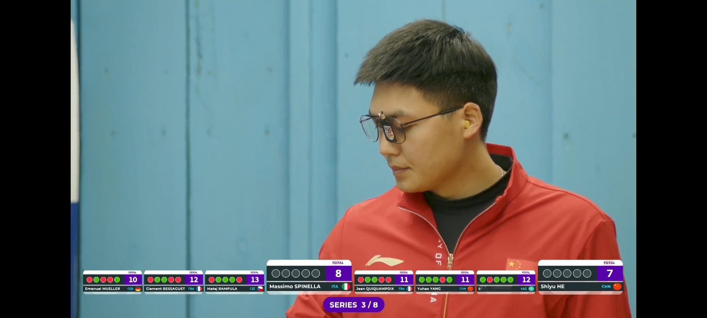 男子25米手枪速射第8名，何世瑜 