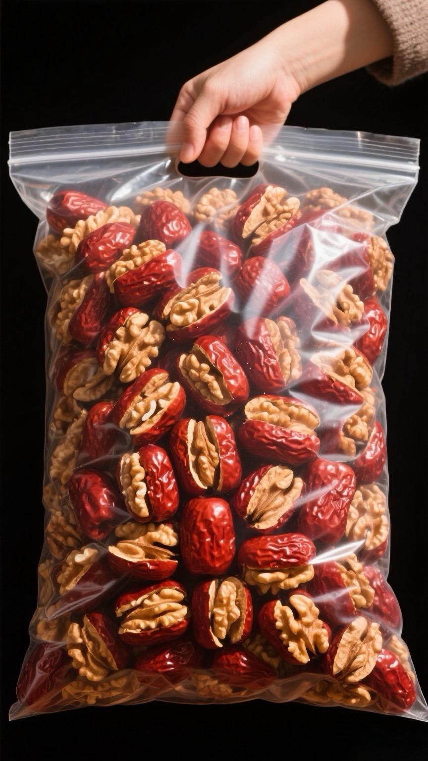 想吃零食又怕没营养？试试咱这款枣夹核桃！到手整整50颗才这个价！新鲜红...