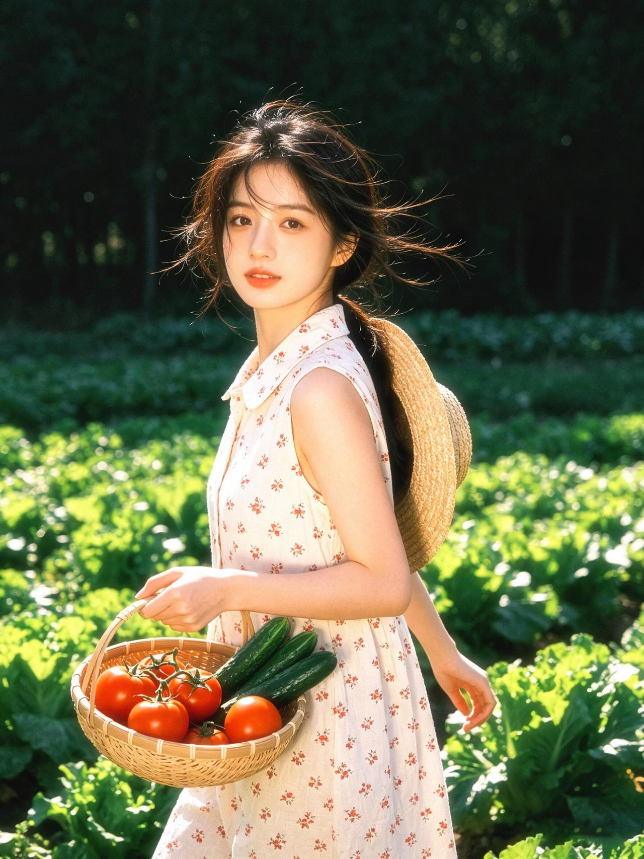 作品以田园场景为载体，通过不同的环境元素构建了完整的叙事链条。
从金黄的油菜花田