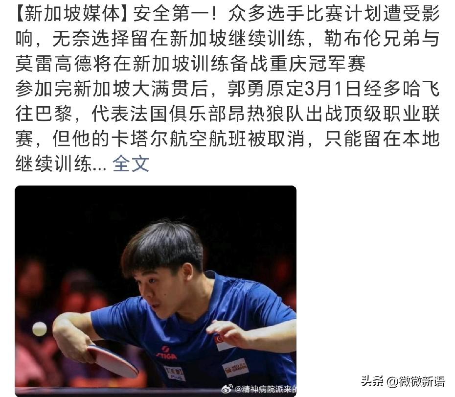 勒布伦兄弟继续留在新加坡训练，备战接下来的重庆冠军赛。
3月10日就是重庆冠军赛