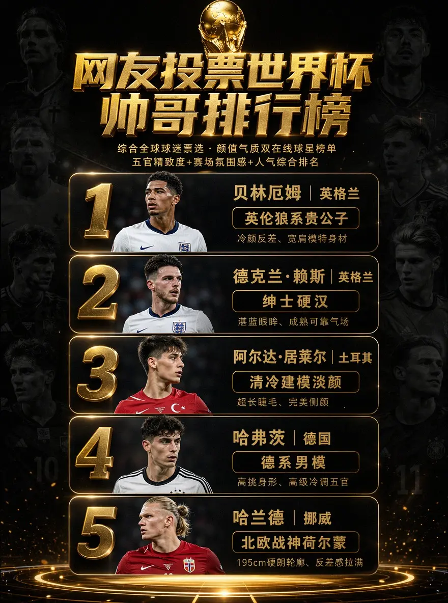 网友投票世界杯帅哥排行榜Top10。