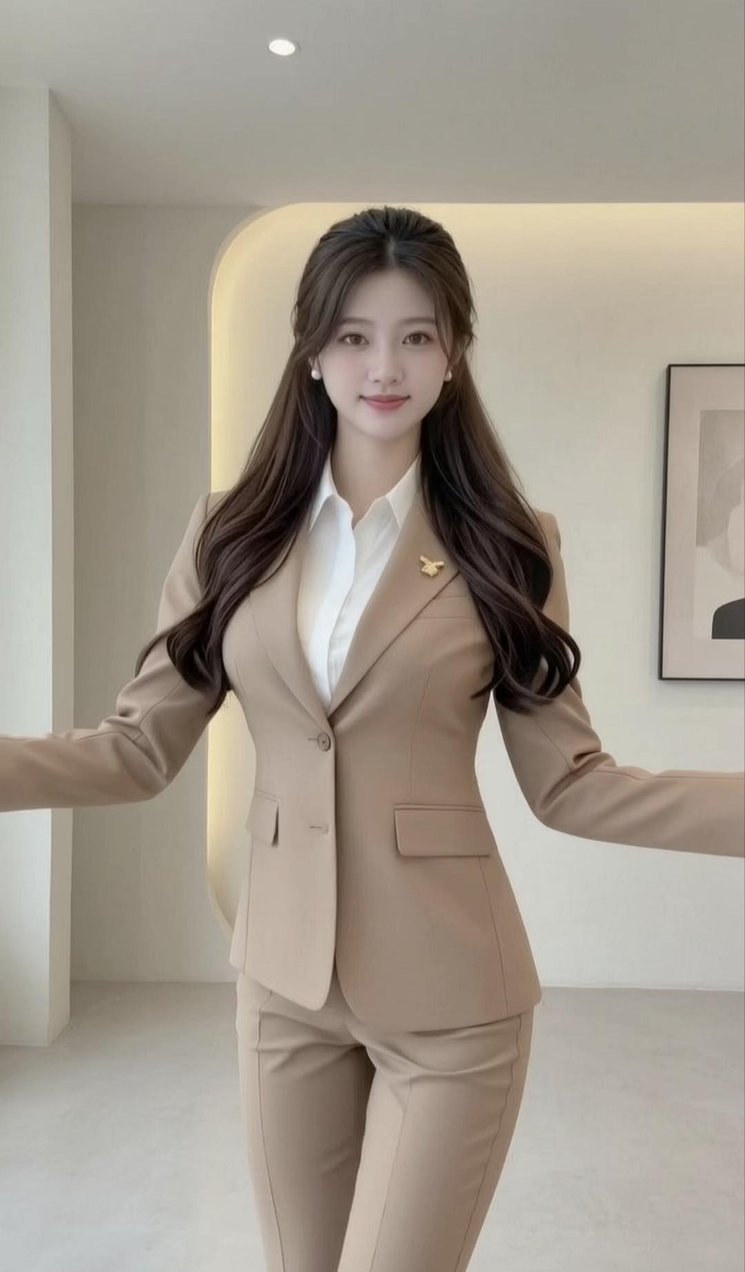 正装西服可以选择什么颜色?
温柔卡其西装真的是职场优选✨褪去黑灰的沉闷，浅咖色系