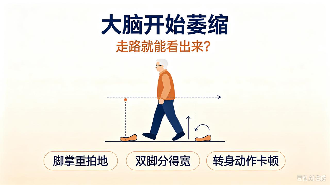 大脑萎缩之后
走路脚步很重
总是拍地响
两脚成外八字形
貌似企鹅
转身的时候还停