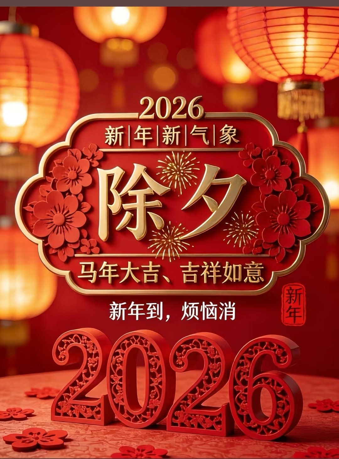 除夕夜快乐！春风得意马蹄疾，万马奔腾迎新春，2026祝我们，马上有钱财运旺，马到