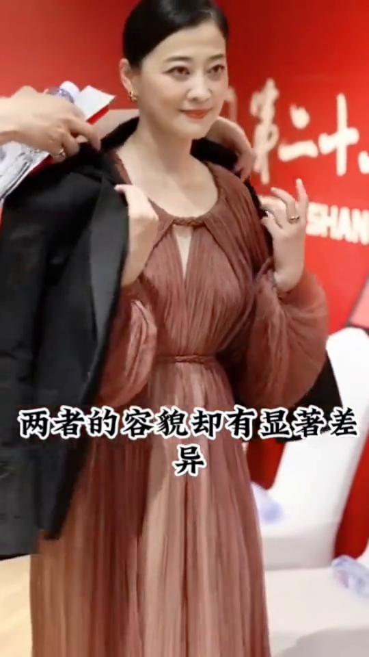 儿女颜值差异：梅婷。
谁能想到同是梅婷的孩子，两者的容貌却有显著差异。梅婷虽然不