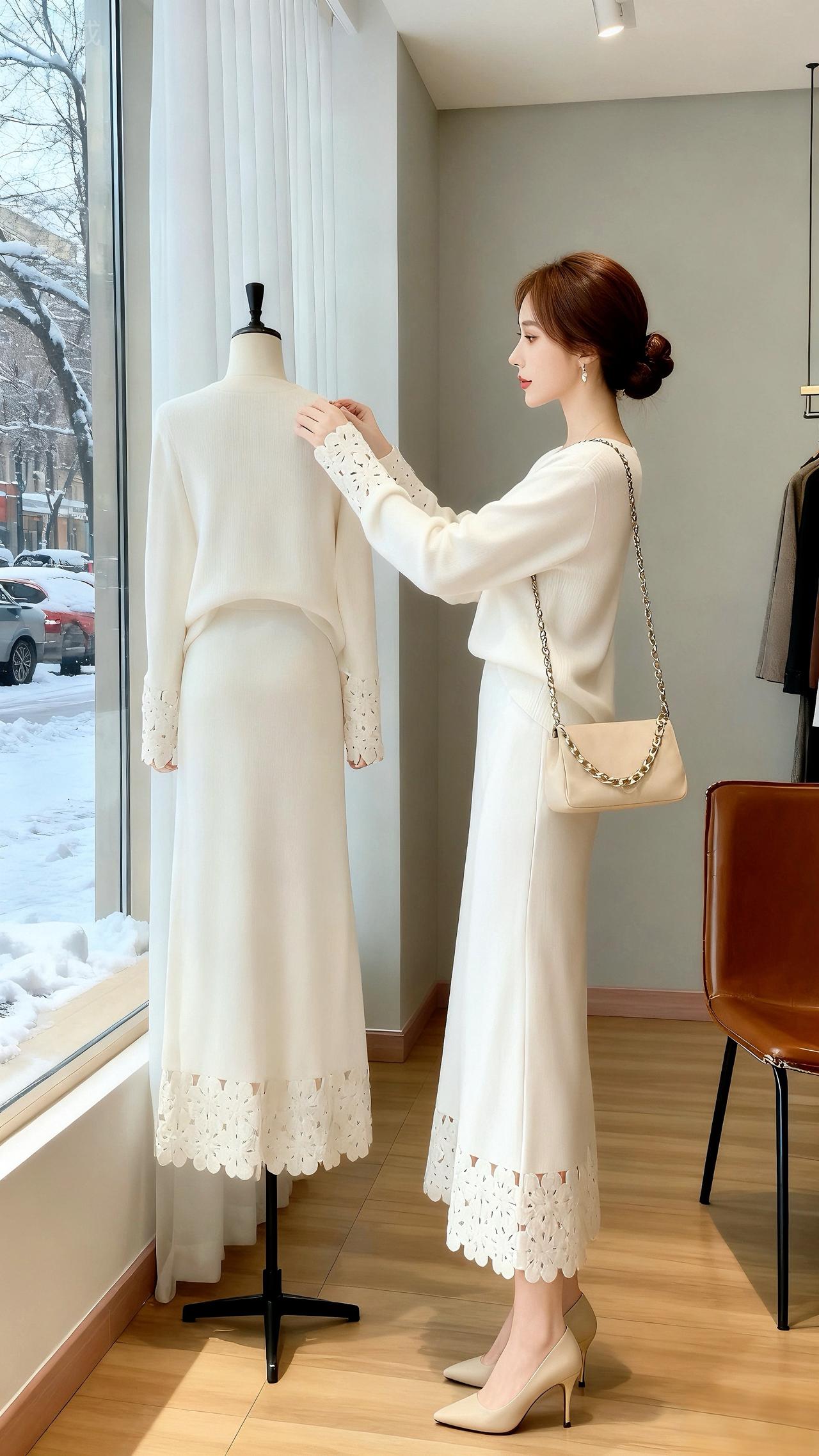 毛茸茸 穿搭 针织衫穿搭 极简穿搭 高级穿搭