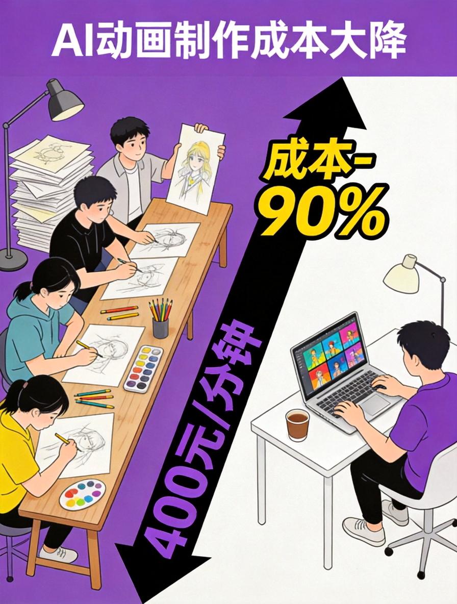 AI做动画成本降90%：每分钟只要400块

做动画的朋友注意了，这个变化真的会