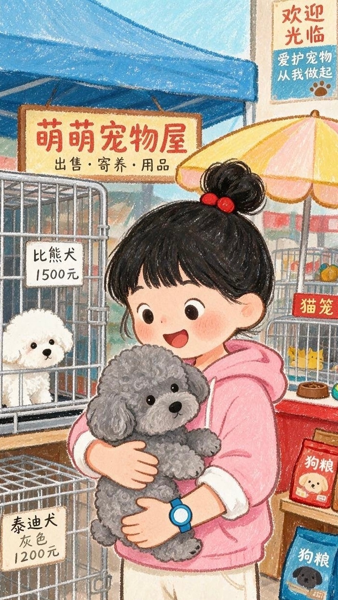 🐶今天逛三联宠物市场，差点就把一只灰泰迪抱回家，还好及时压住了冲动。上周去宠物