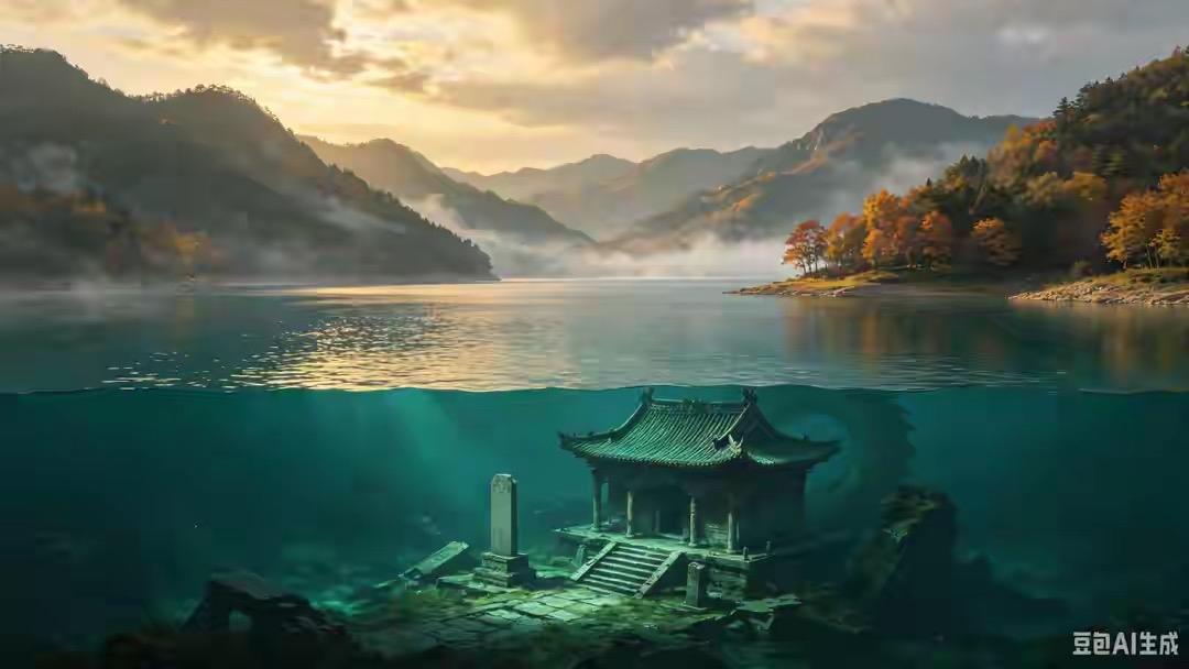 新泰龙廷的龙池庙沉在水下近半个世纪，它曾是新泰八景“龙池秋月”的核心胜景。古池分