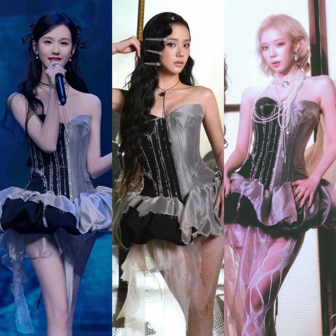 Jisoo陈都灵winter朴志效撞衫四位中韩女星身着连衣裙，撞衫不撞气质把同一