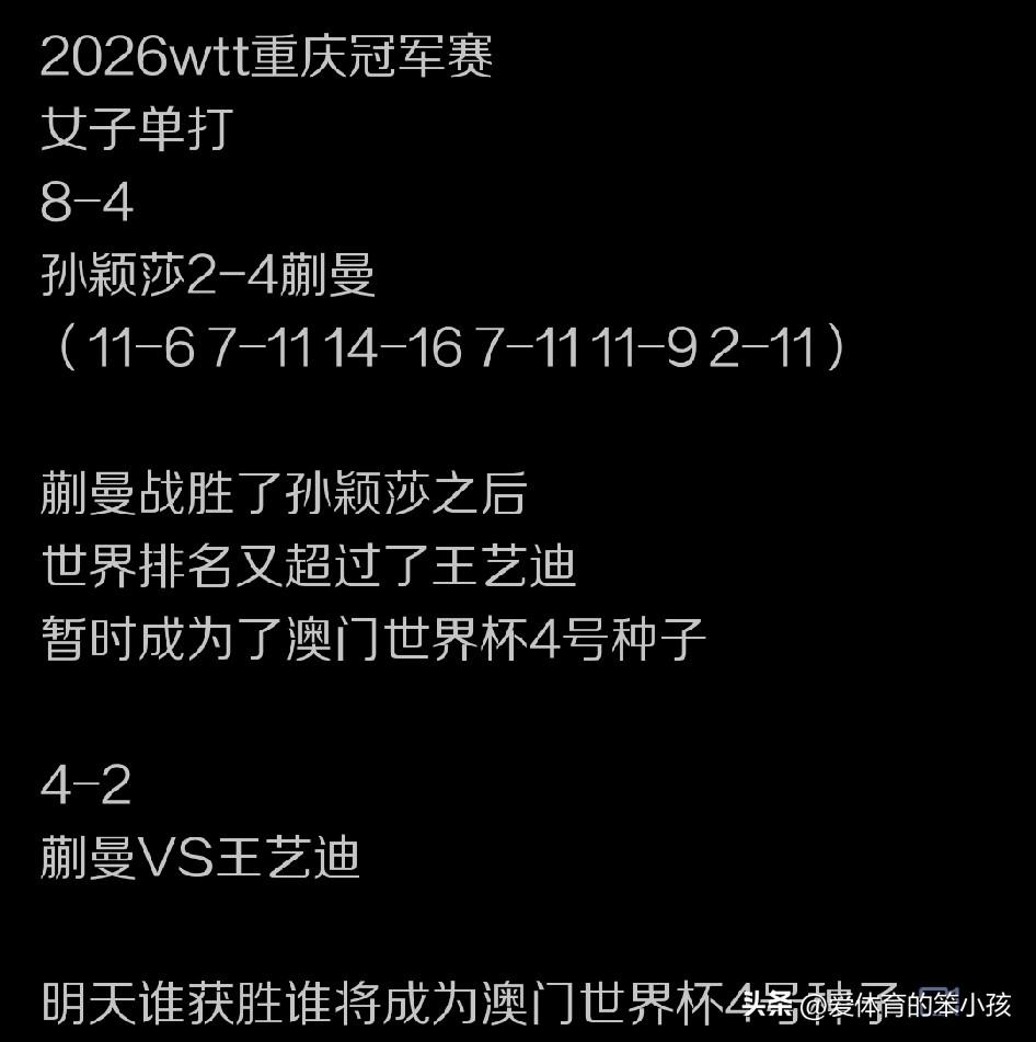 WTT重庆冠军赛的赛场上可以说冷门儿频出，而这些冷门看起来又让人感觉也在情理之中