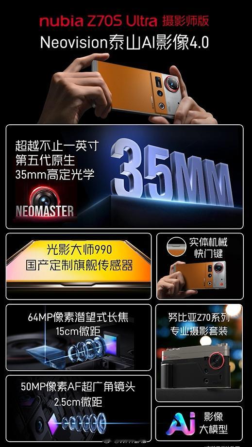努比亚 Z70 Series 专业摄影套装来了，经典复古外观+ 机械手感，还有冷