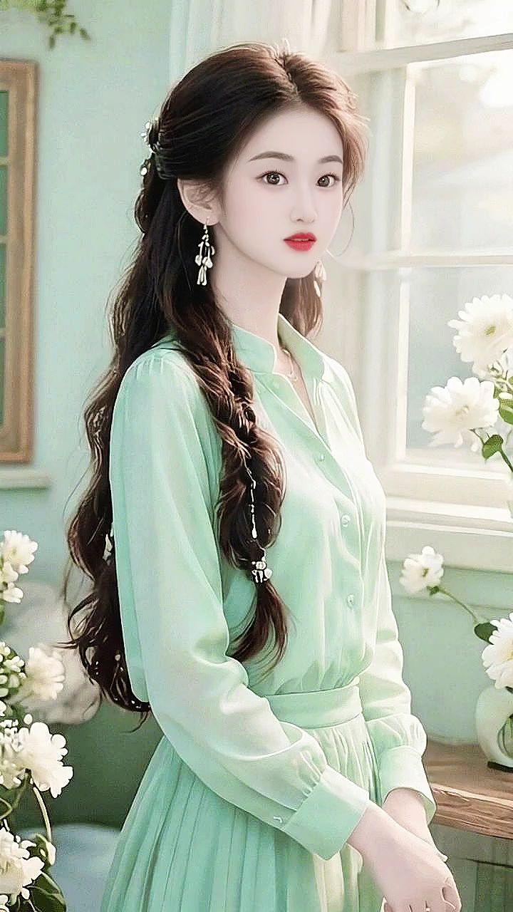 温柔ins风 清新色彩搭配灵感 美出温柔感 清新绿裙写真 清新温婉女子