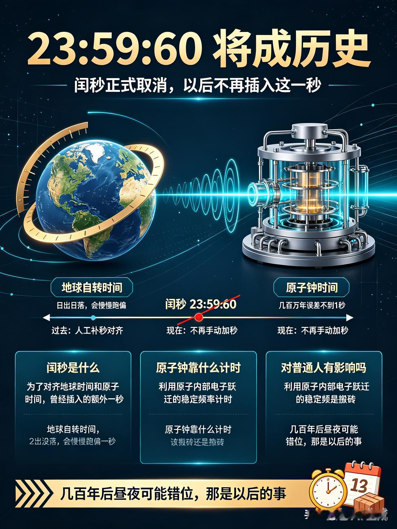 全球取消闰秒！再也没有23:59:60，一次性看懂原子钟
 
全球决定取消闰秒，
