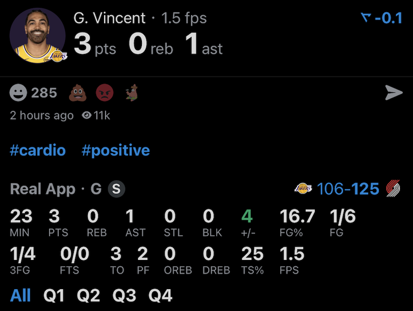 怎么说？今天的文森特：6投1中 三分球4中13分1助攻3失误开拓者战胜湖人