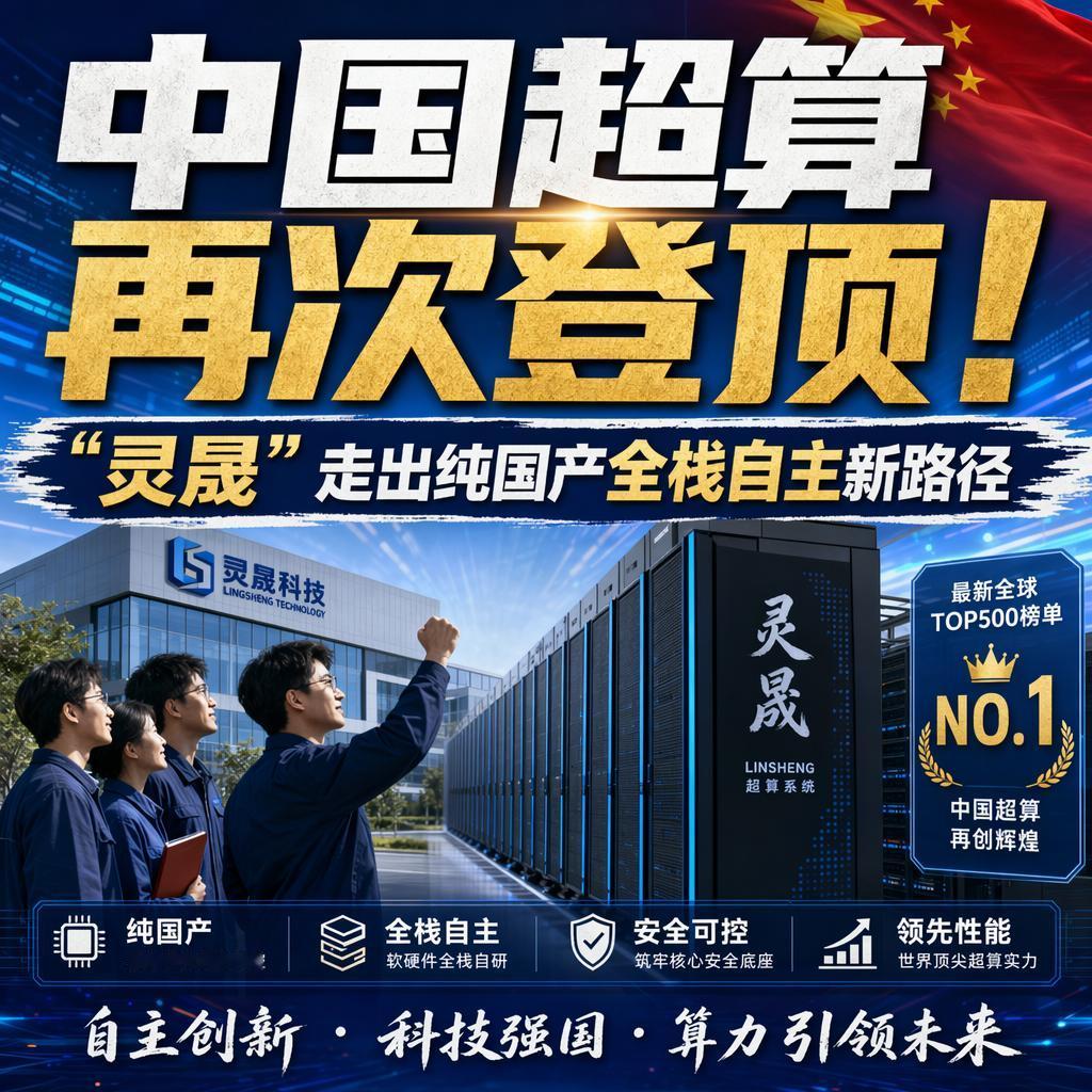 中国超算时隔九年重返世界第一！
这次登顶的不是别人，正是来自深圳的“灵晟”。
2