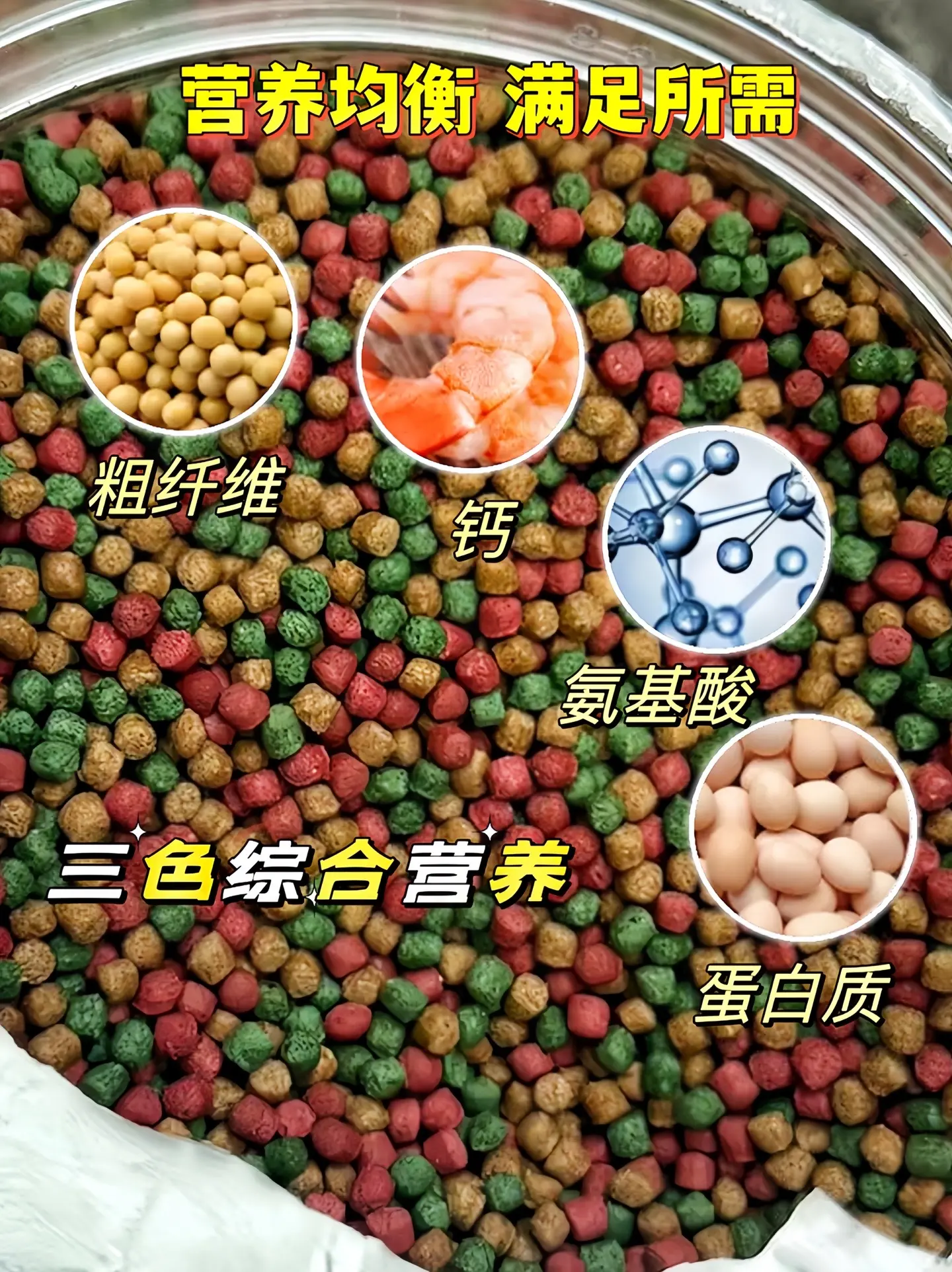 哥哥们，性价比超的锦鲤金鱼饲料来啦，颗粒饱满，营养丰富，不浑水，高蛋白易吸收