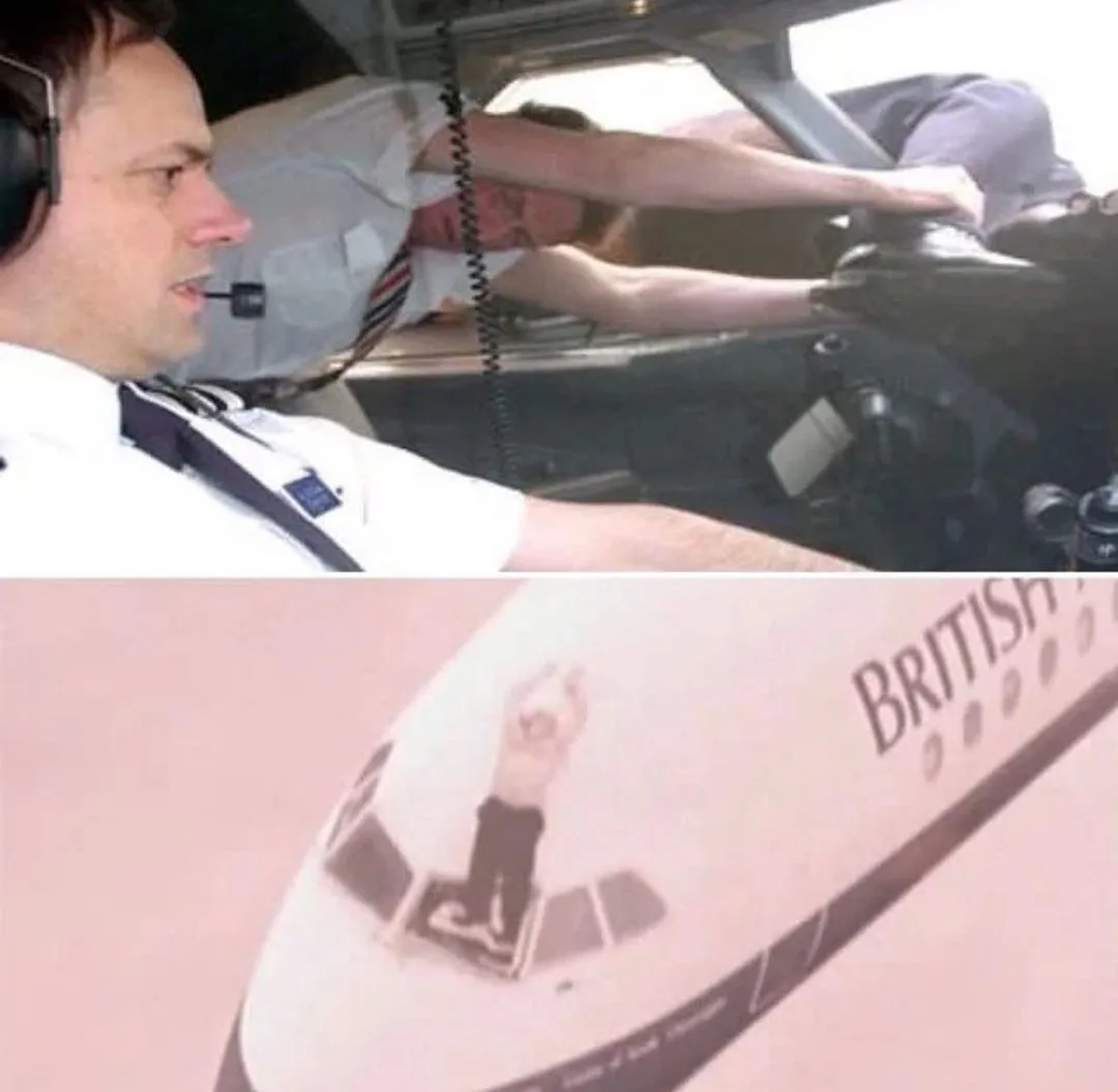 1990 年，英国航空 5390 号航班飞越牛津郡迪德科特时，挡风玻璃...