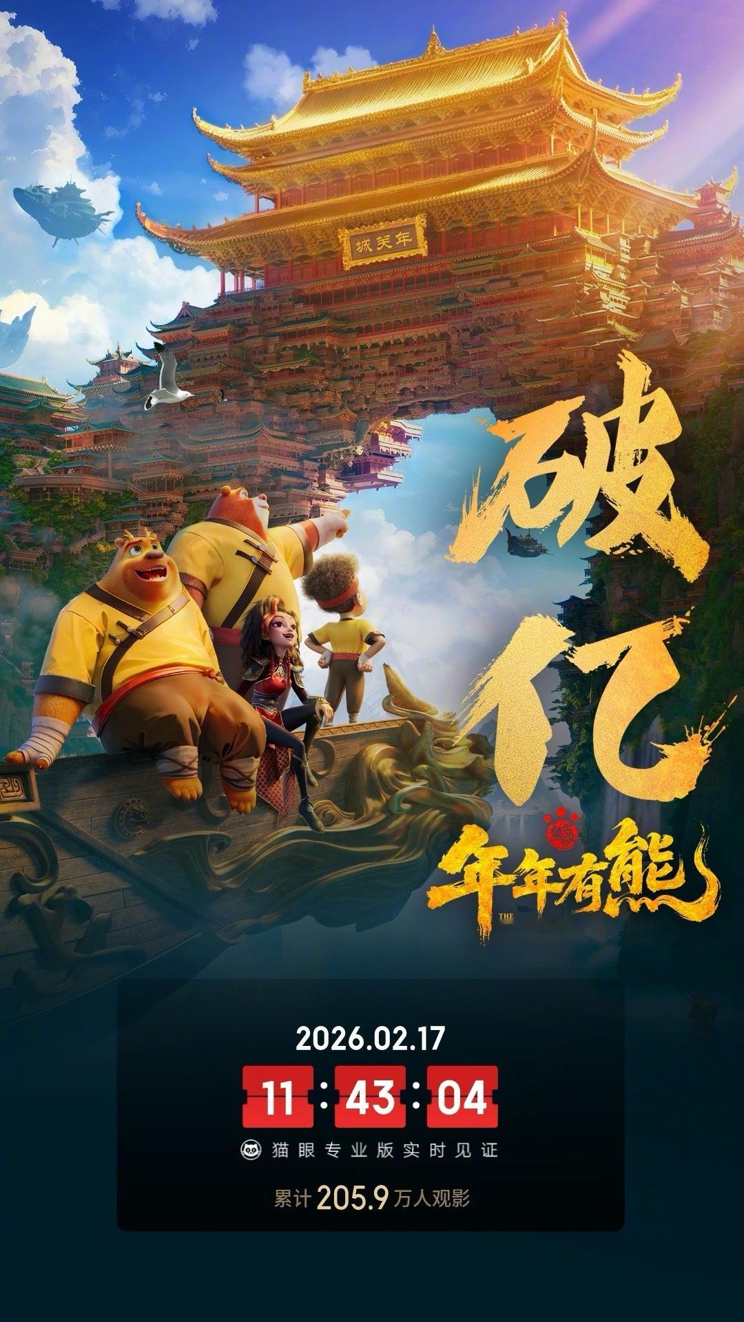 熊出没年年有熊票房破亿 据猫眼专业版数据，电影《熊出没·年年有熊》上映首日， 总