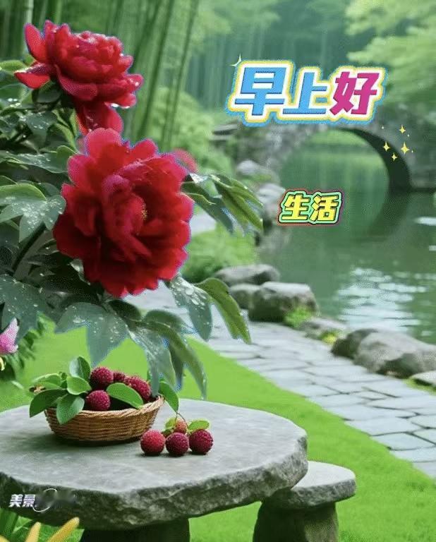 問候滋潤了友情，
祝福送去了彩虹，
牽掛心中的朋友，
願你與健康同行。
早安吉祥